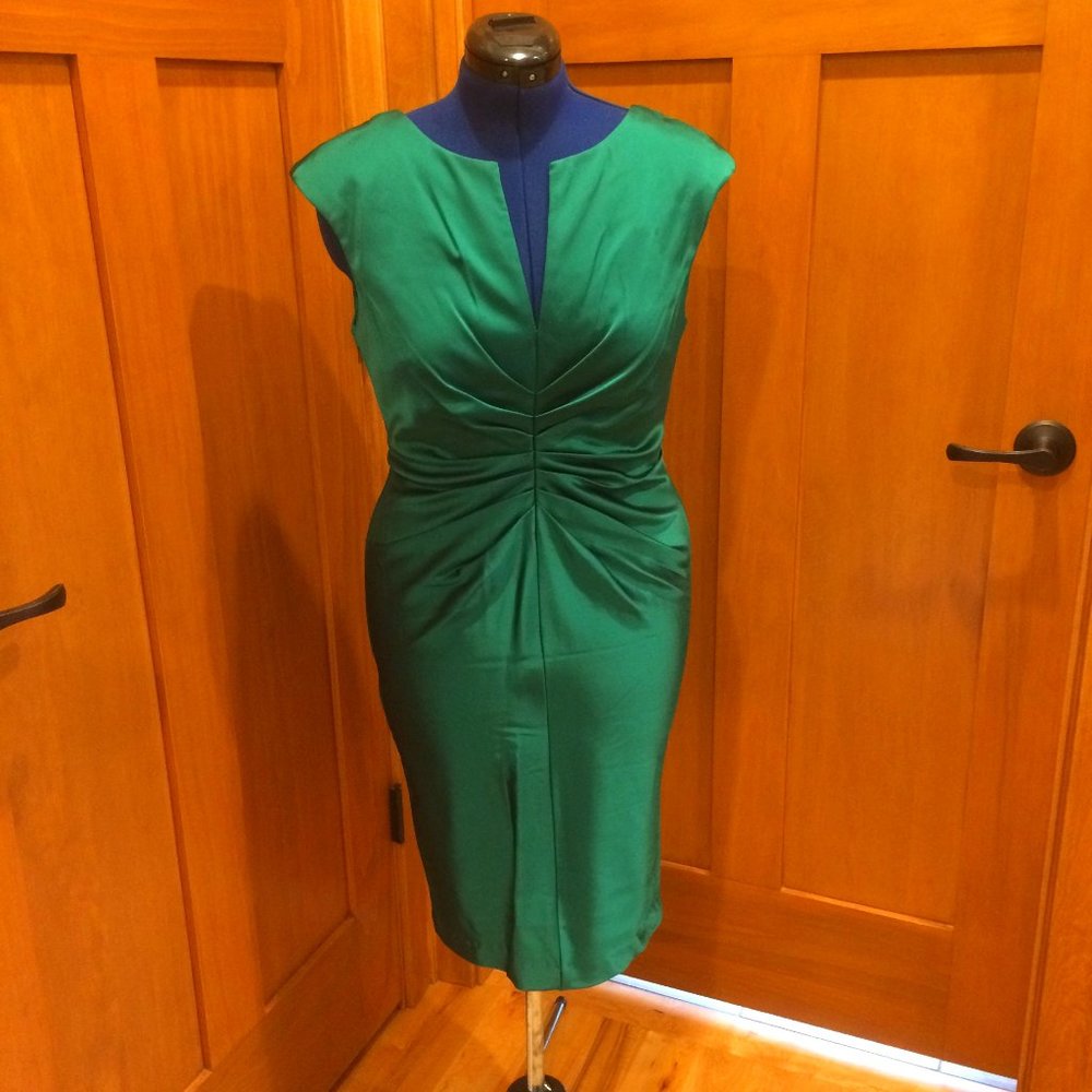 Escape by Joanna Chen Emerald Green satin dress 14